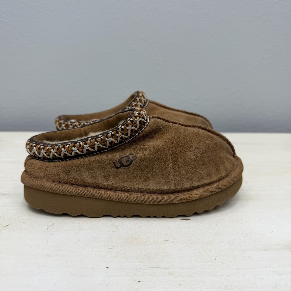 Ugg Brown Suede Kids Tasman Slippers Size 9 - Picture 3 of 9